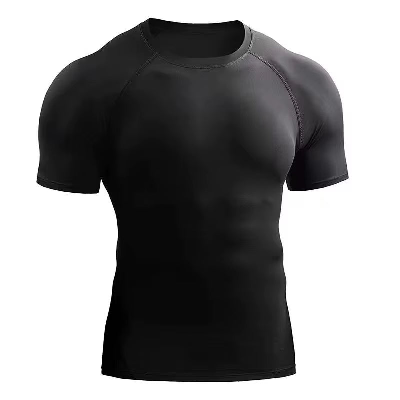 Fitness Clothes Men'S Outdoor Sports Quick Drying Short Sleeved T-Shirt Training Pro Running Stretch Tight Fitting Clothes Yoga