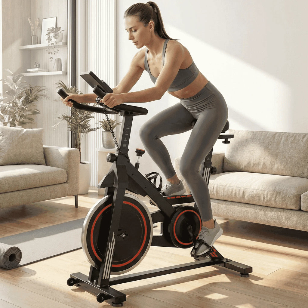 Exercise Bike Indoor Cycling Bike with 300Lbs Big Seat Cushion for Home Cardio Leg Workout