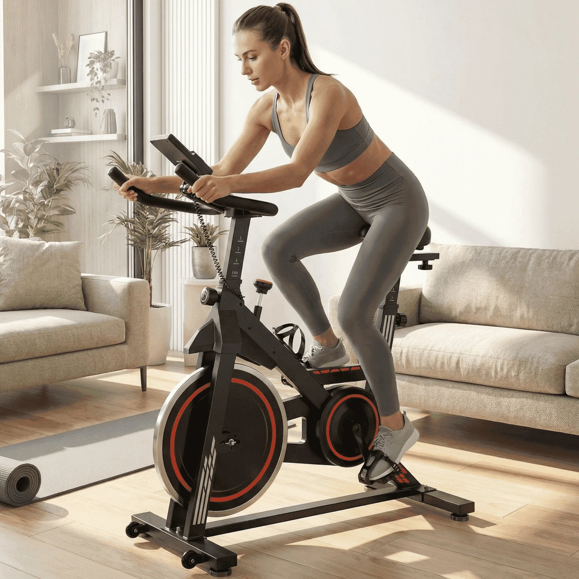 Exercise Bike Indoor Cycling Bike with 300Lbs Big Seat Cushion for Home Cardio Leg Workout