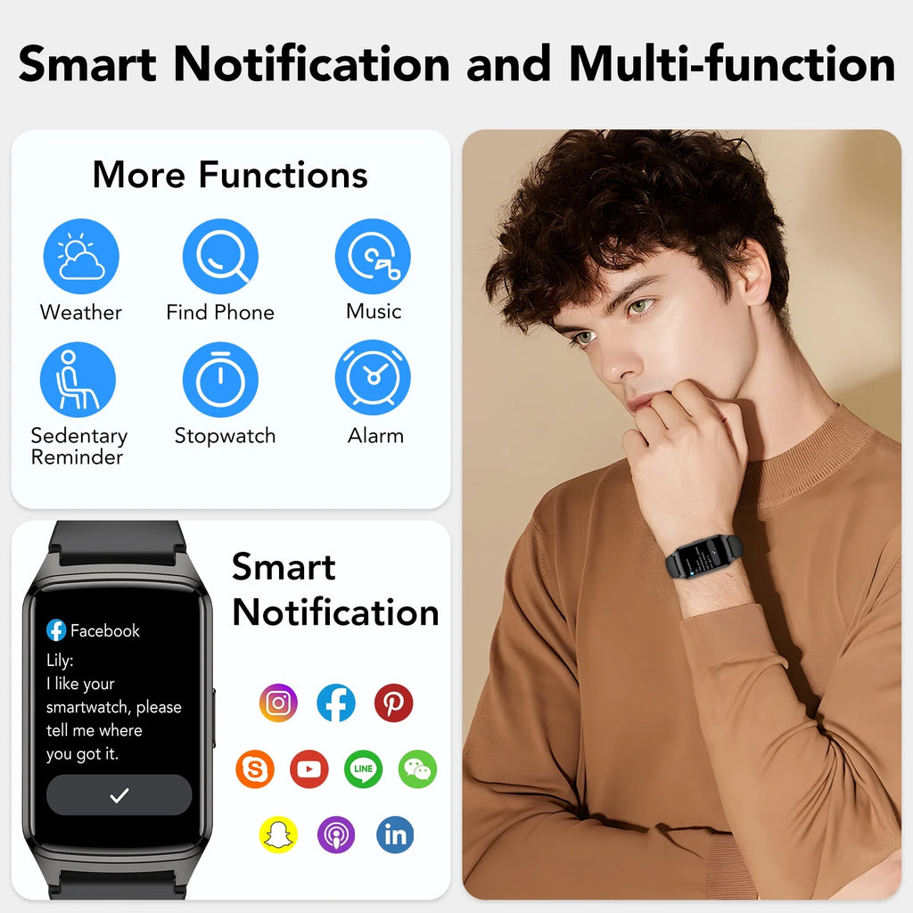 Fitness Tracker Smart Watch for Women Men Make/Answer Calls with Fitness and Wellness Tracking 100+ Sports Modes Step Calorie Counter IP68 Waterproof Fits for Android and Iphone, Black